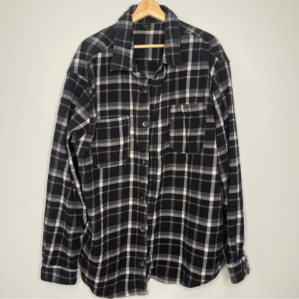 Men’s Brahma black white button up down flannel shirt xxl‎ 2xl